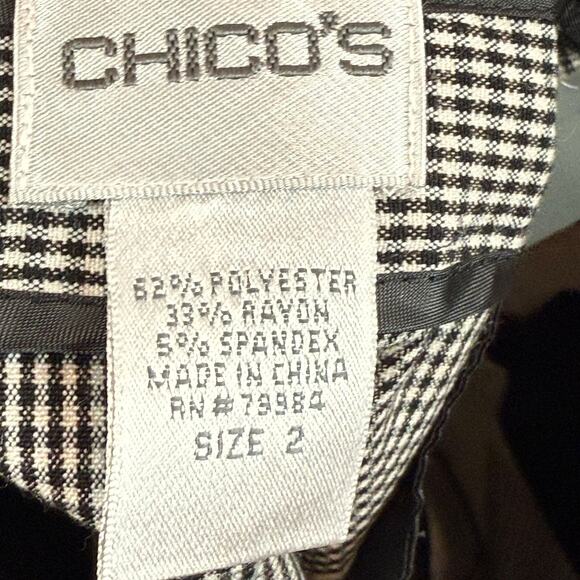 Chico's Pants Women 2 US L White Black Checkered Boston Fit Flat Front Work NWT - Picture 9 of 10
